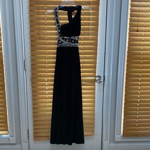 Stunning Hayley Logan formal black dress with gorgeous silver beading.